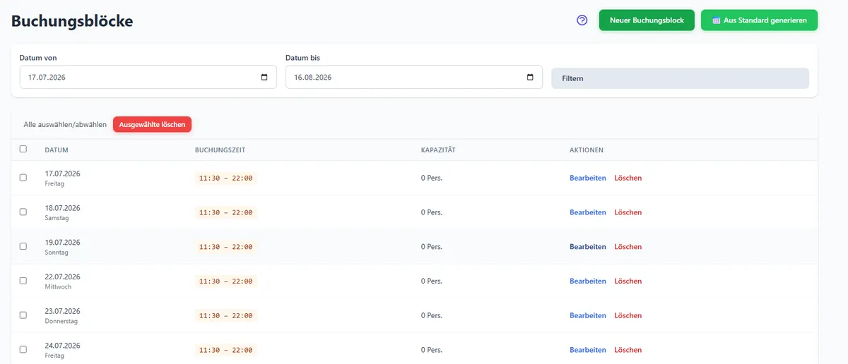 Screenshot der Reservierungsplattform 3