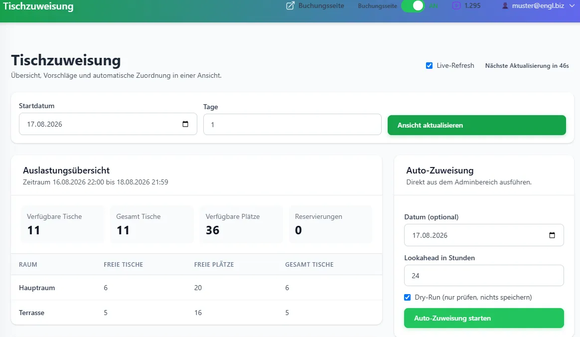Screenshot der Reservierungsplattform 7