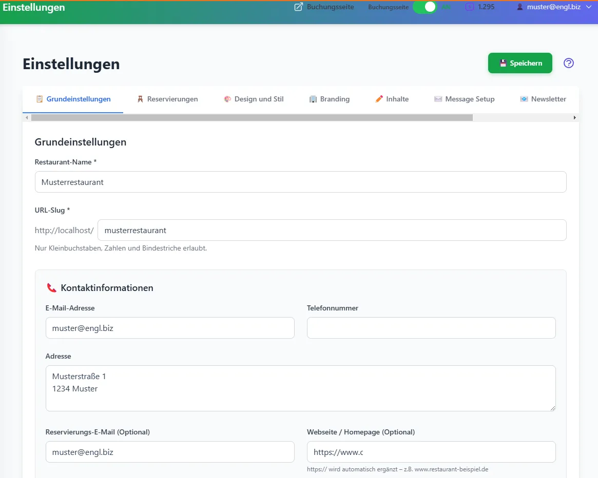 Screenshot der Reservierungsplattform 8