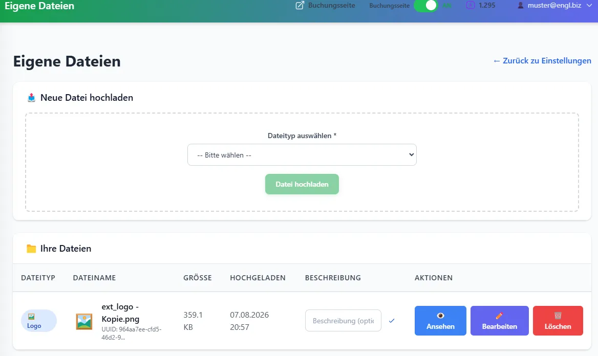 Screenshot der Reservierungsplattform 10