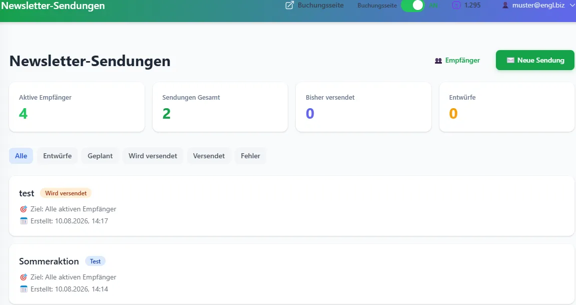 Screenshot der Reservierungsplattform 12