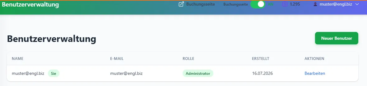 Screenshot der Reservierungsplattform 16