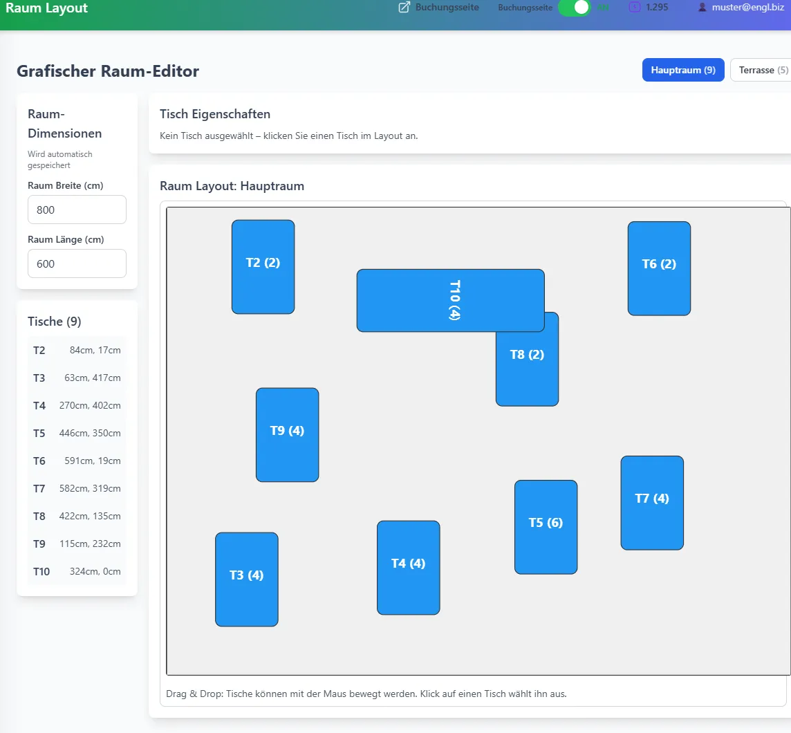 Screenshot der Reservierungsplattform 22